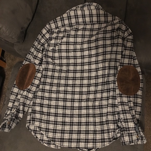 Men’s Flannel Shirt w/ Brown Suede Elbow Pads - Picture 2 of 4